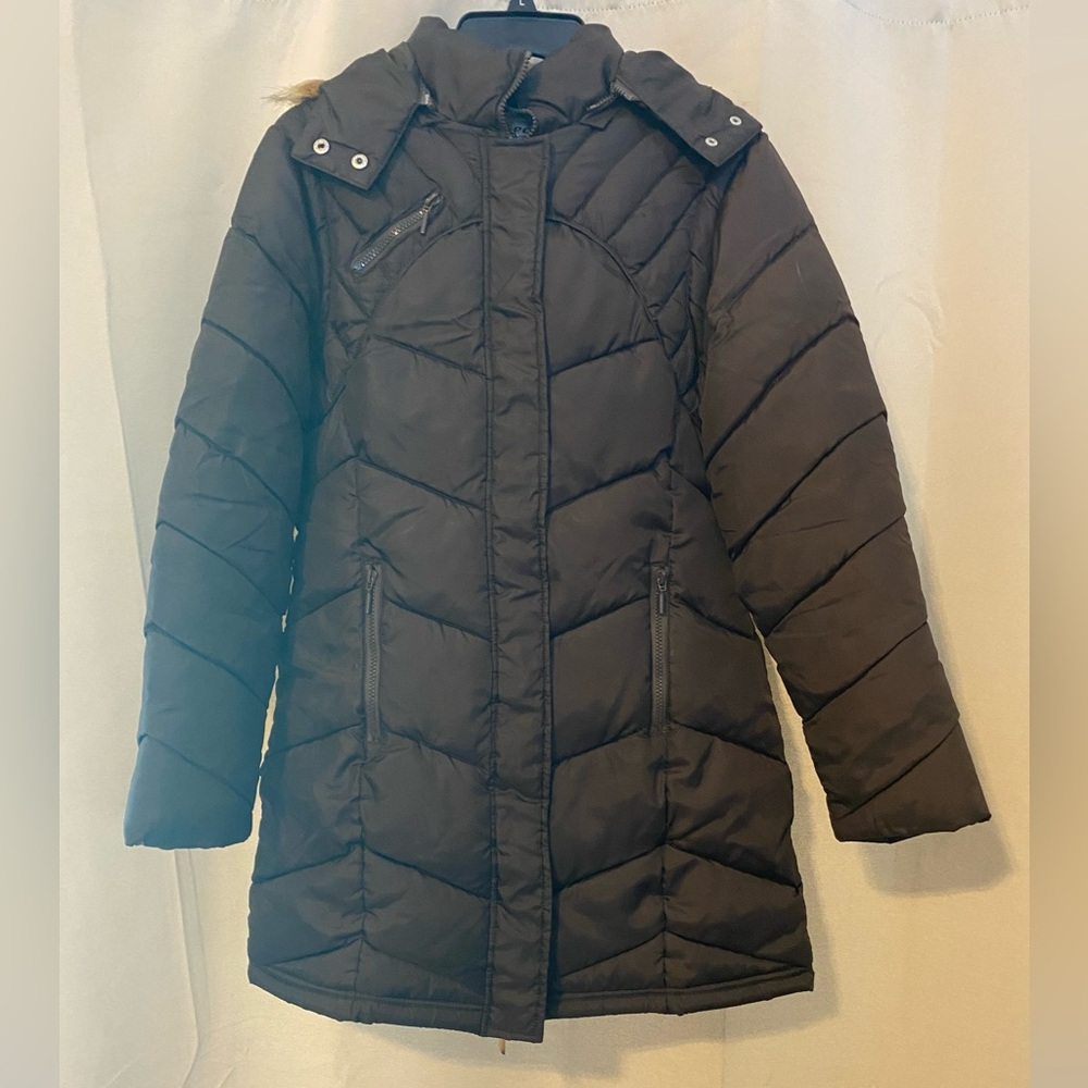 Women's Dark Brown Hooded Puffer Coat